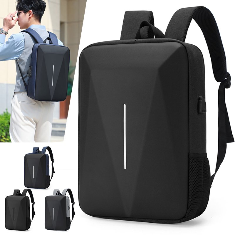 Trendy Best Hard Shell Travel Plain Computer Bagpack Mens Back Pack USB Waterproof Business School Laptop Backpack Customizable