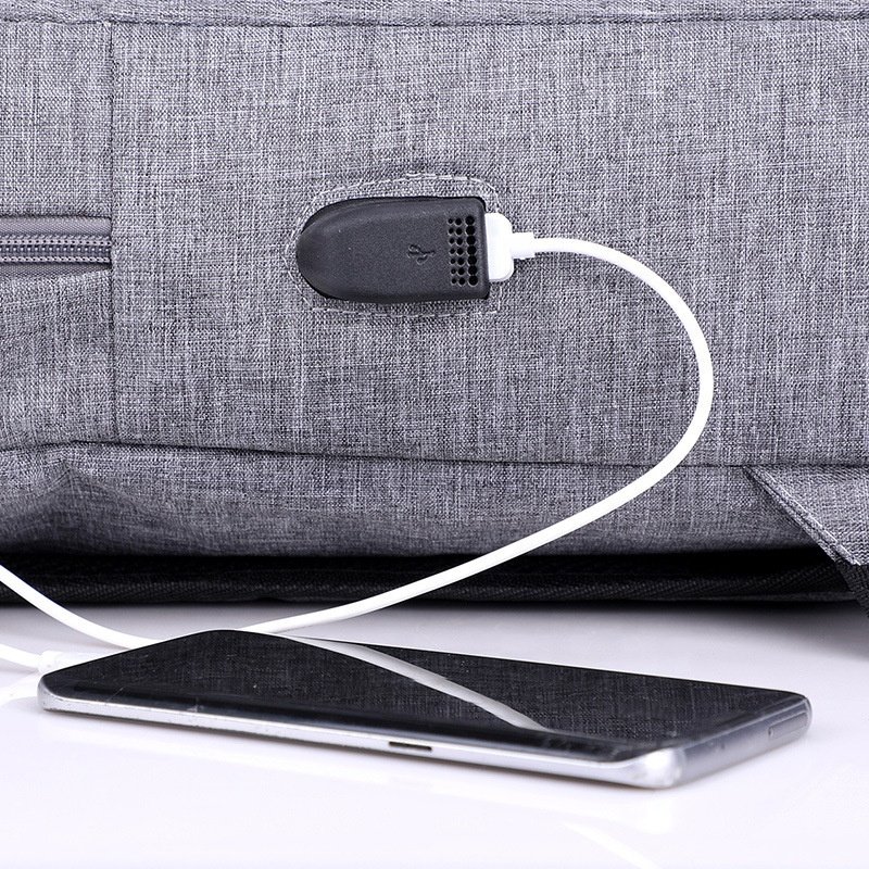 Korean Fashion Simple Pure Color Multifunctional USB Laptop Backpack Waterproof Nylon Business Laptop Backpack Laptop