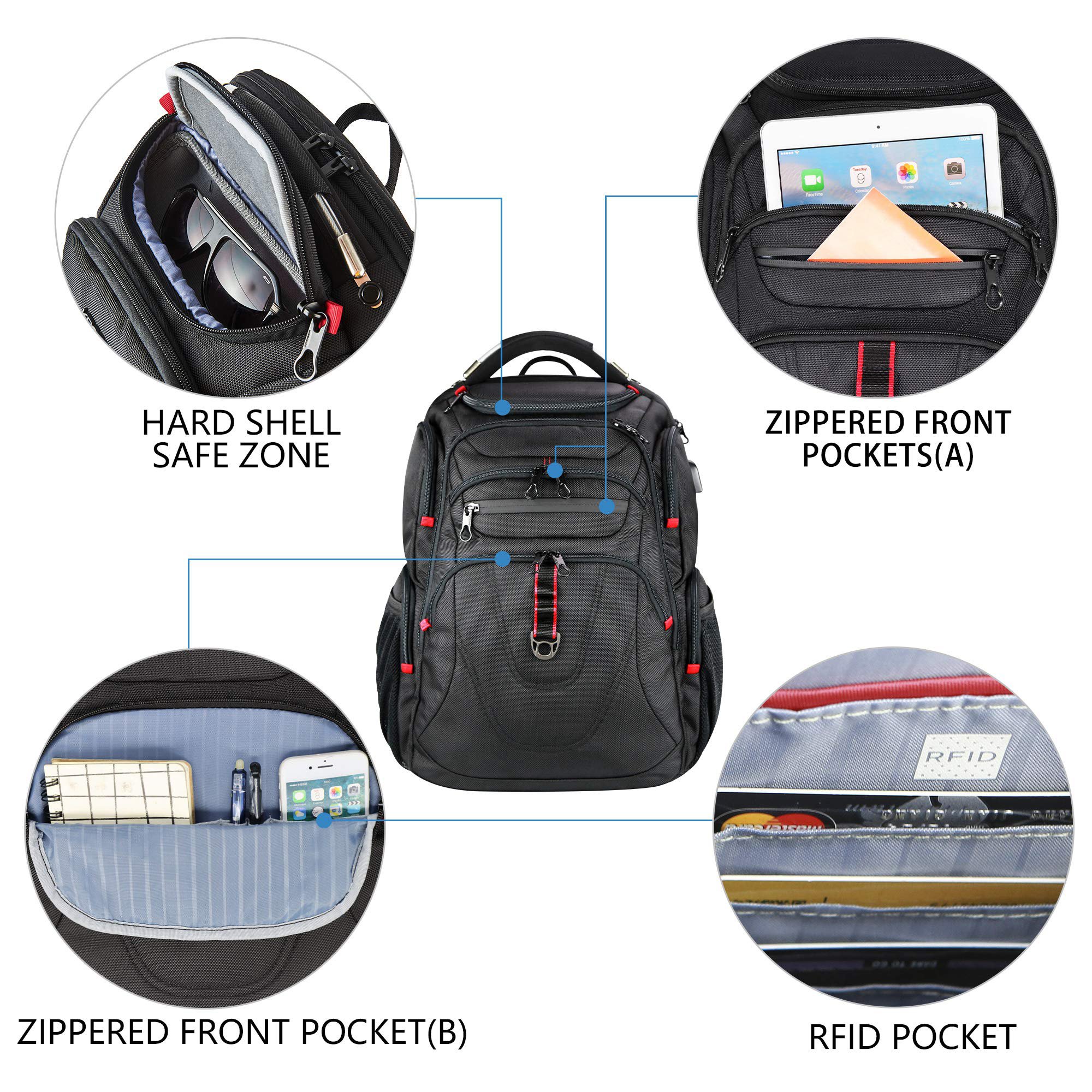 Traveling Bag Laptop Backpack 18.4 inch Gaming Backpack Waterproof Bag College Daypack Business Backpack with USB Port