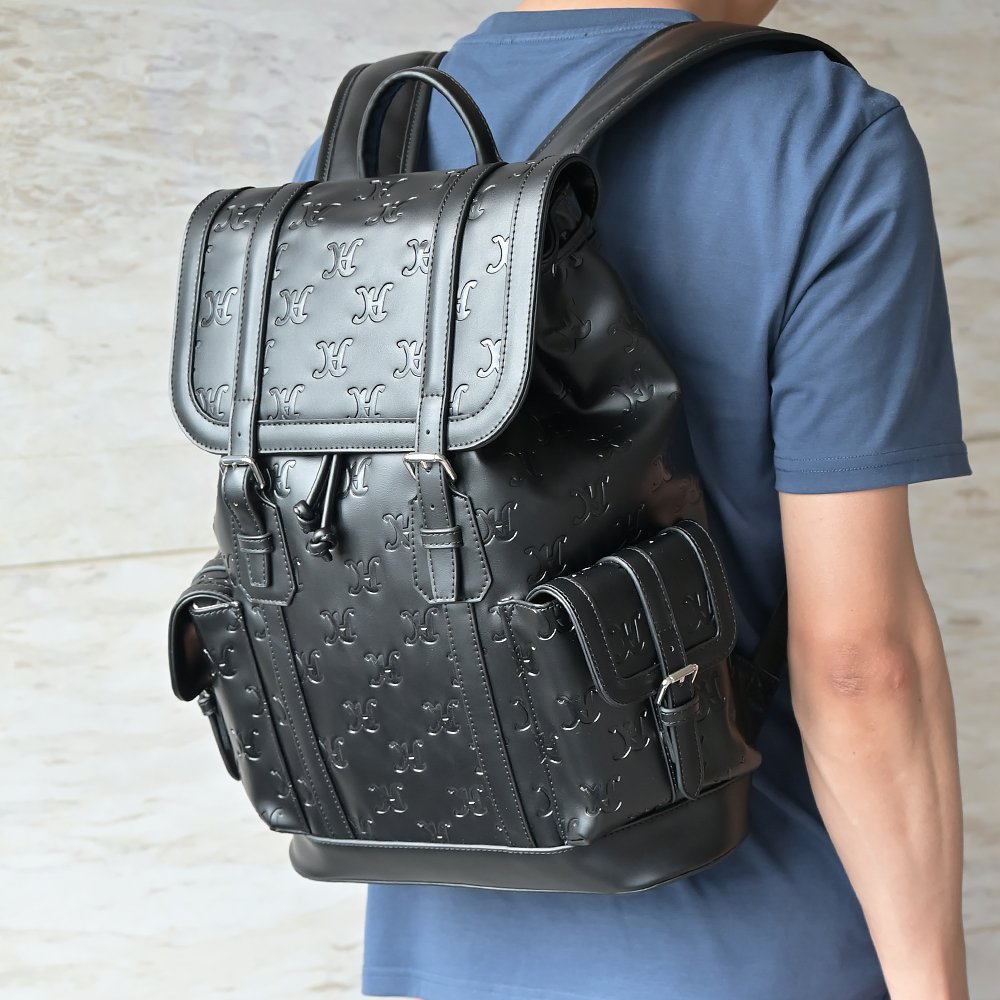 Fashion Waterproof Pu Leather Custom Men vegan pu Leather Backpack Bags College School Backpack
