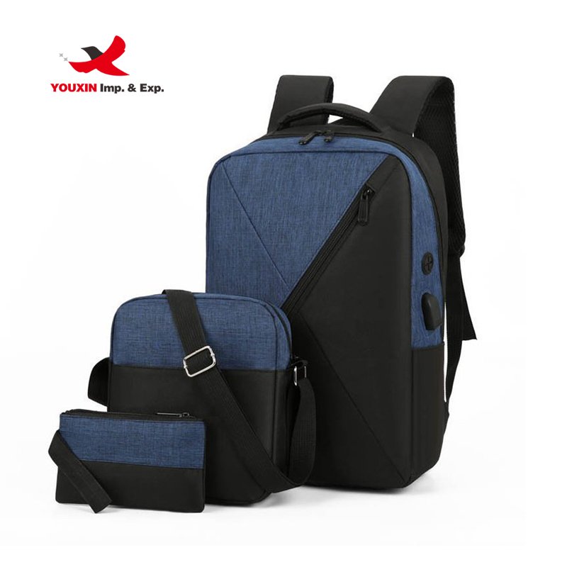 Hot Selling Fashionable Computer Backpack Three Piece Laptop Backpack Set with Earphone Hole