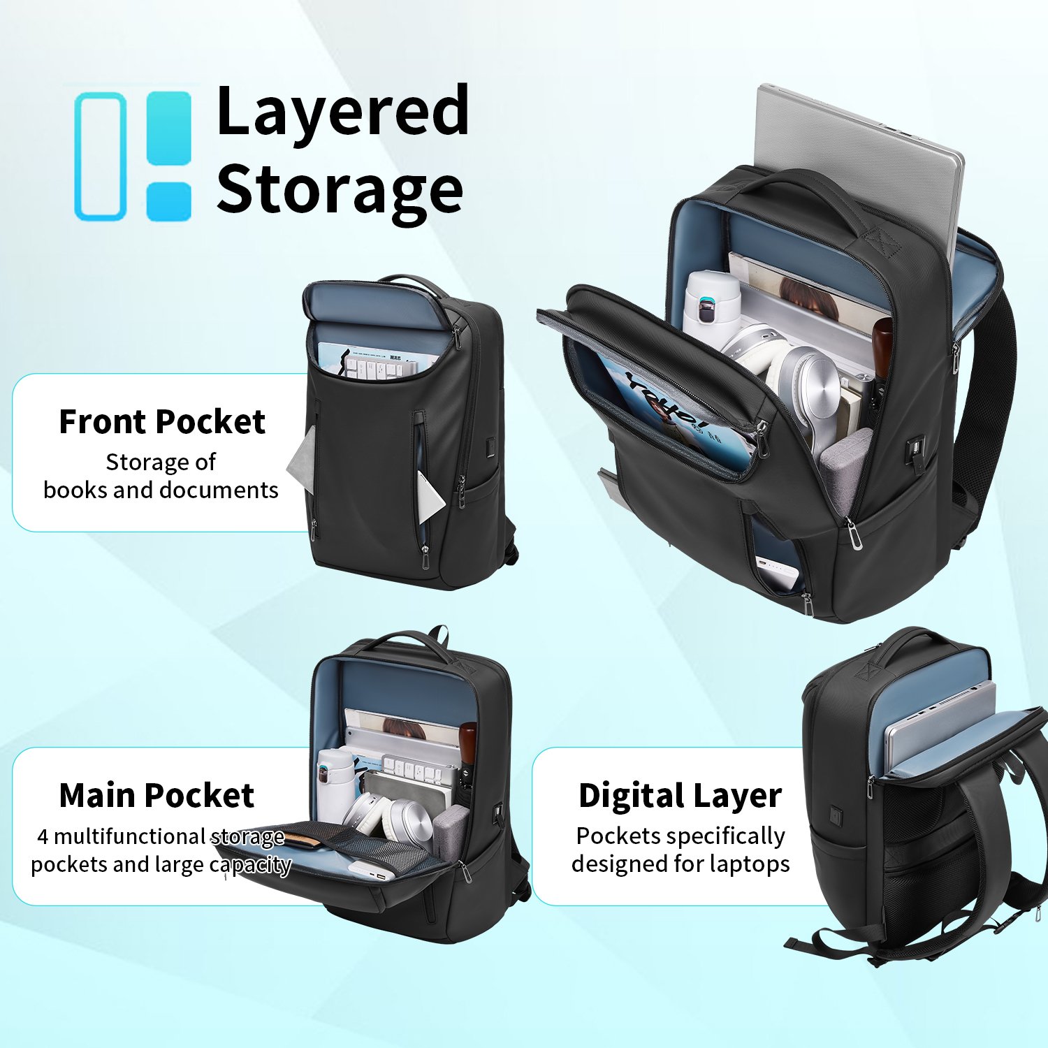 Durable Wholesale Business Usb Polyester Custom Waterproof 15.6 inch Backpack Bag for Men Laptop Backpacks