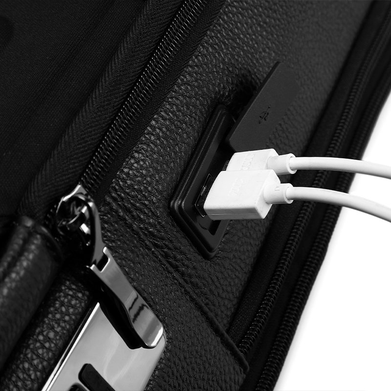 Fingerprint Lock customized Multi-function Genuine Leather bag Unique Anti Theft Men Smart Fingerprint System Laptop Backpack