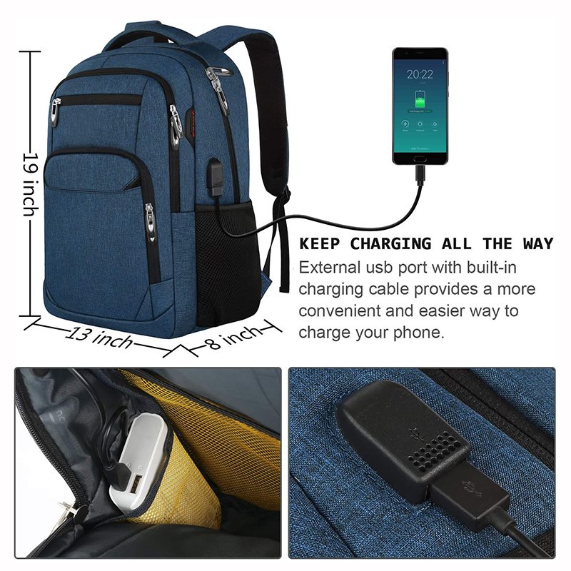 Computer laptop backpack College School Business Anti Theft Smart Slim laptop backpacks bag with USB Charging