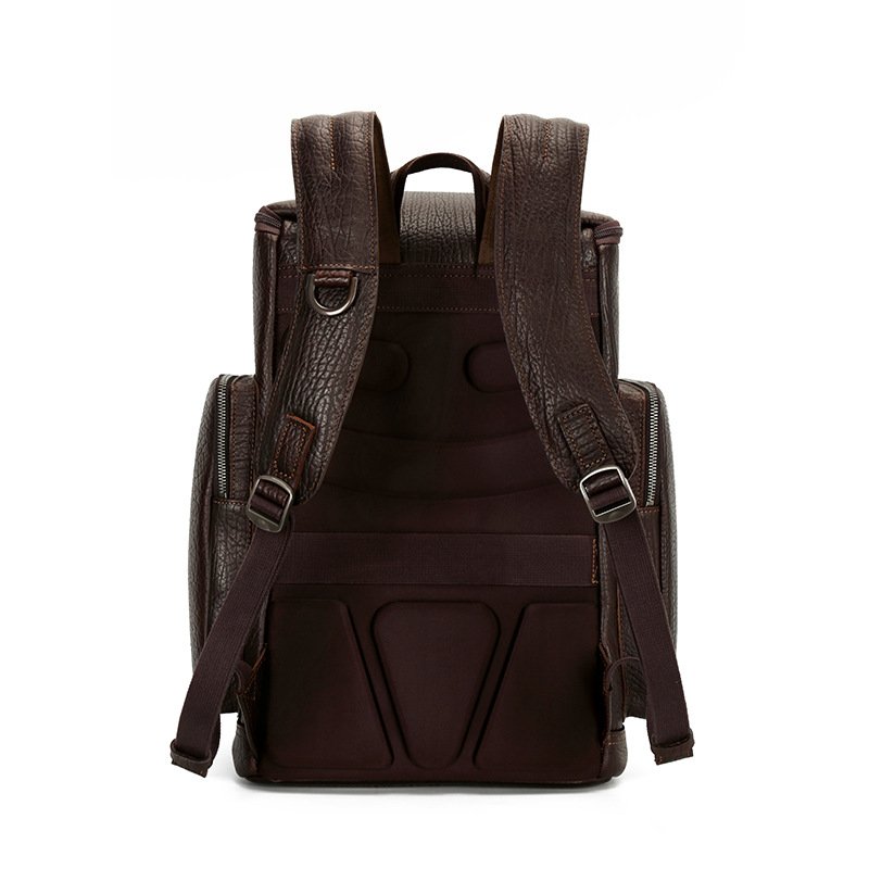 Full Grain Leather Backpack for Men 14 Inch Laptop Bag Bookbag Business Mens Computer Shoulder Bags
