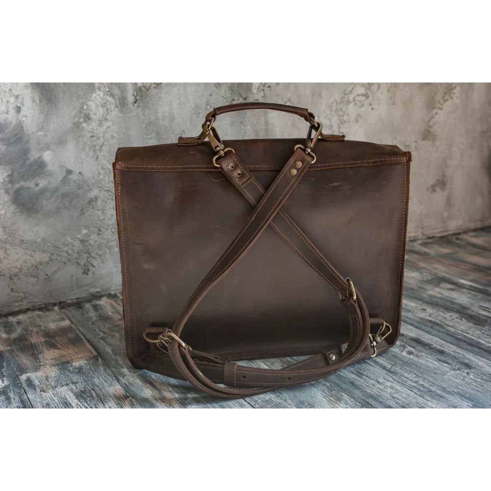 Personalised Brown Real Leather Mens Briefcase Laptop Bag Office Shoulder Messenger Cover Christmas Gift for Him