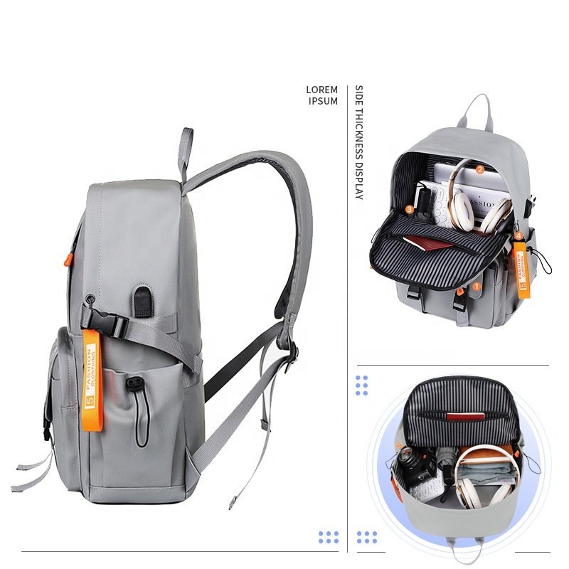10PCS Custom logo College Business Backpack waterproof PU Oxford Fashion Travel Student School Laptop Backpack with USB Charge