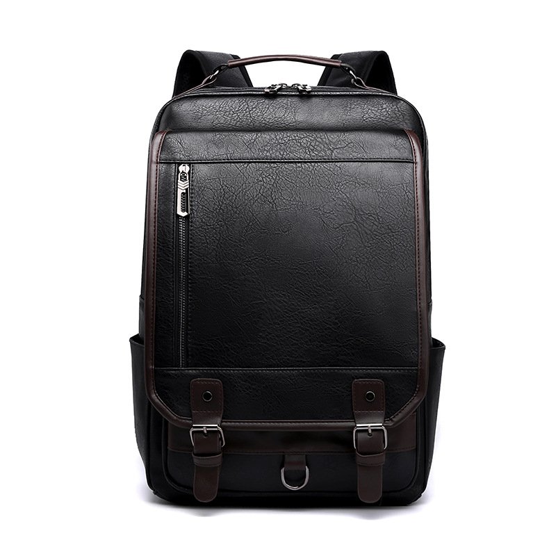 Wholesale Leather Bags Men School Bag PU Leather Rucksack Business 15.6 Laptop Backpack for Men Waterproof Travel Laptop
