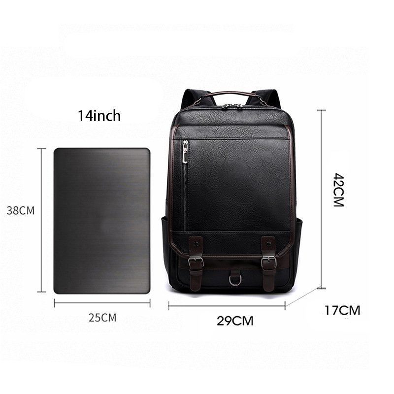 Wholesale Leather Bags Men School Bag PU Leather Rucksack Business 15.6 Laptop Backpack for Men Waterproof Travel Laptop