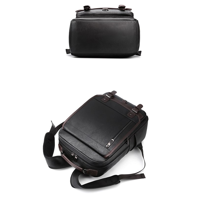 Wholesale Leather Bags Men School Bag PU Leather Rucksack Business 15.6 Laptop Backpack for Men Waterproof Travel Laptop