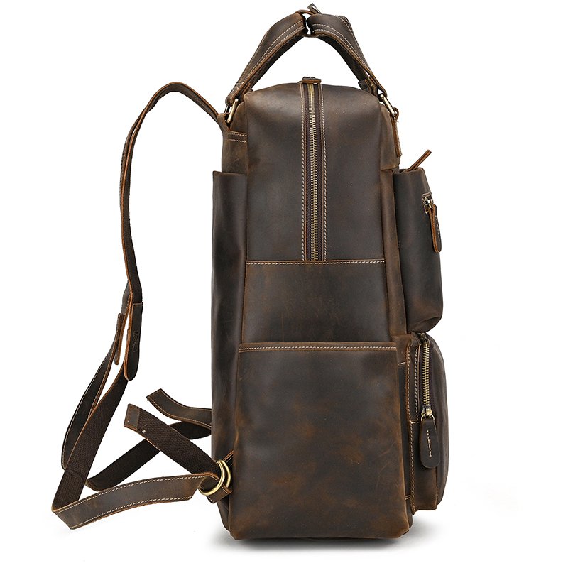 Fashion Leather Men Backpack Business Male 17" 15.6" Laptop Bag Daypacks Large Capacity Travel College School Bag
