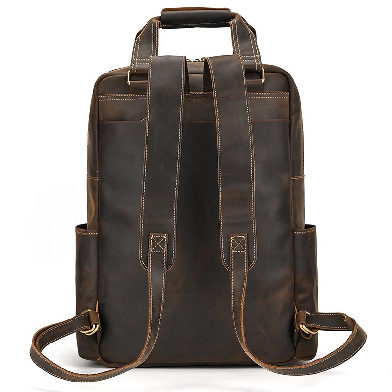 Fashion Leather Men Backpack Business Male 17" 15.6" Laptop Bag Daypacks Large Capacity Travel College School Bag