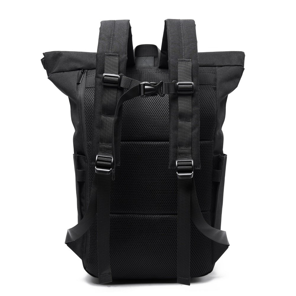 600D Nylon Travel Tuck Pack Rolltop Laptop Backpack Bag For Men Casual Rolltop Rucksack