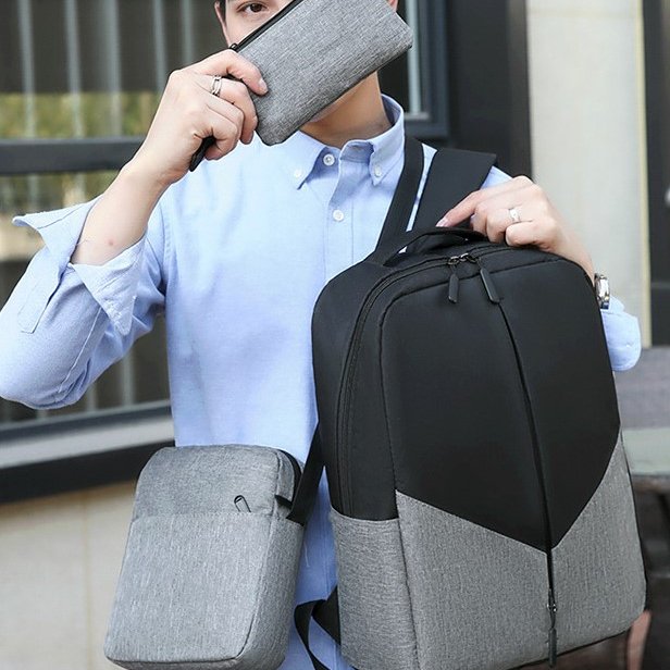 Outdoor Travel Business Backpacks Waterproof College Boys School Backpack 3 Pcs Set Men's Laptop Backpack With USB Charging