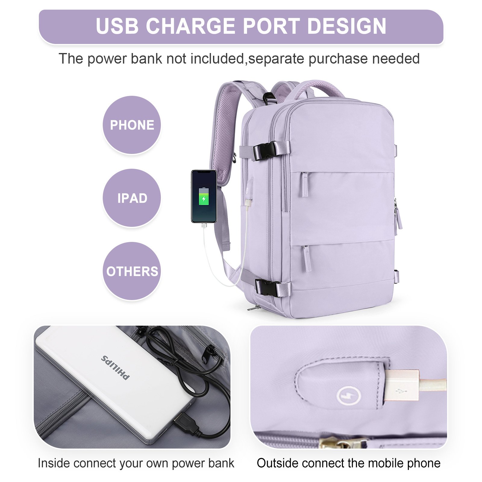 Travel Backpack for Women, TSA Laptop Backpack Flight Approved, College Nurse Bag Casual Daypack for Weekender