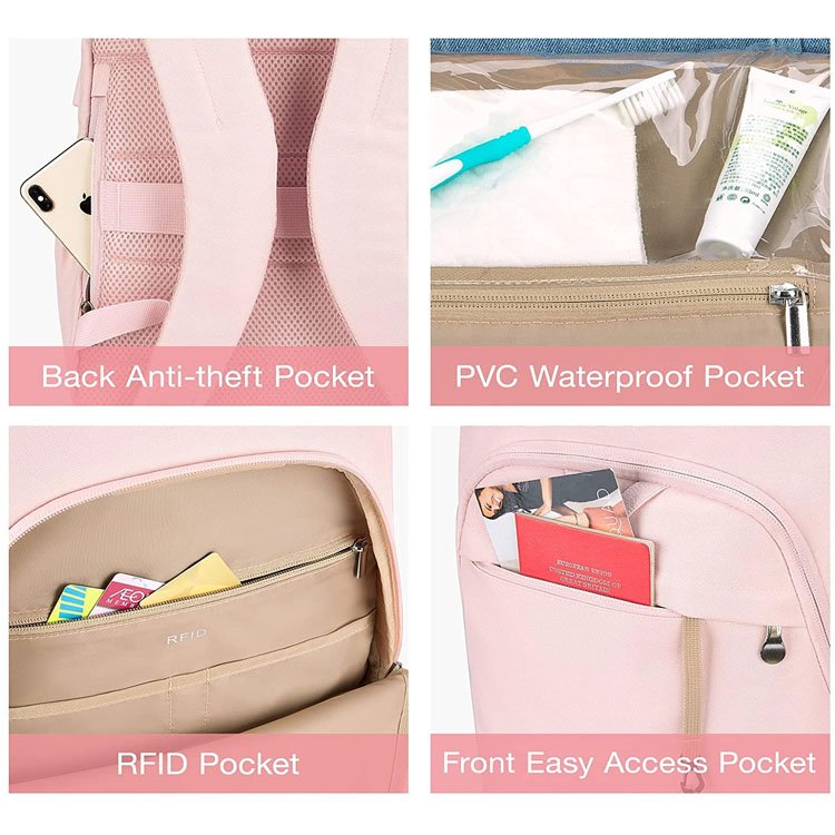 hot sale custom computer notebook bag pink women's laptop backpack for 15.6"laptop