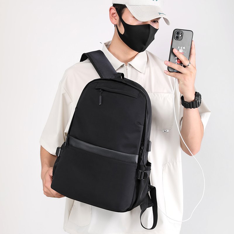 Boys' Lightweight Waterproof Nylon Cloth Backpack Versatile Commuting and Shopping Bag with Polyester Lining