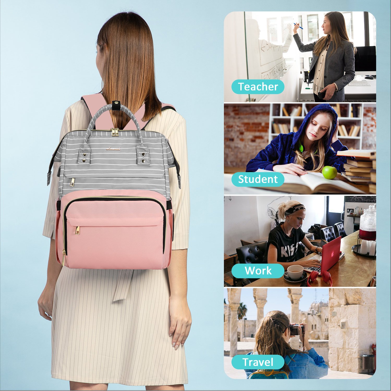 LOVEVOOK shopify factory sales bags 15.6inch women backpacks large work business university travel school women bags in discount