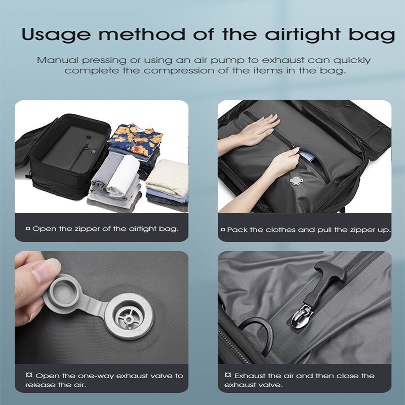 Men's Airback Compression Laptop Backpack Vacuum Travel Storage Bag with Hand Scale for Suitcase Luggage