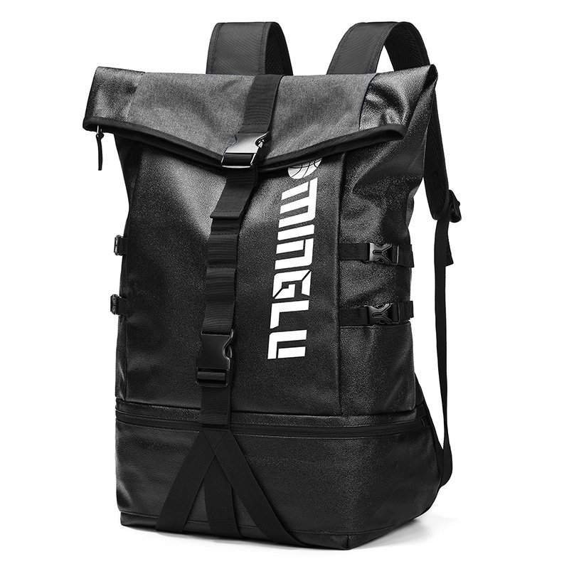 Custom Logo 35L Capacity Lightweight Oxford Casual Roll Top Laptop Backpack Waterproof Basketball Stash Rucksack for Men