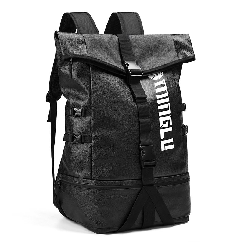 Custom Logo 35L Capacity Lightweight Oxford Casual Roll Top Laptop Backpack Waterproof Basketball Stash Rucksack for Men