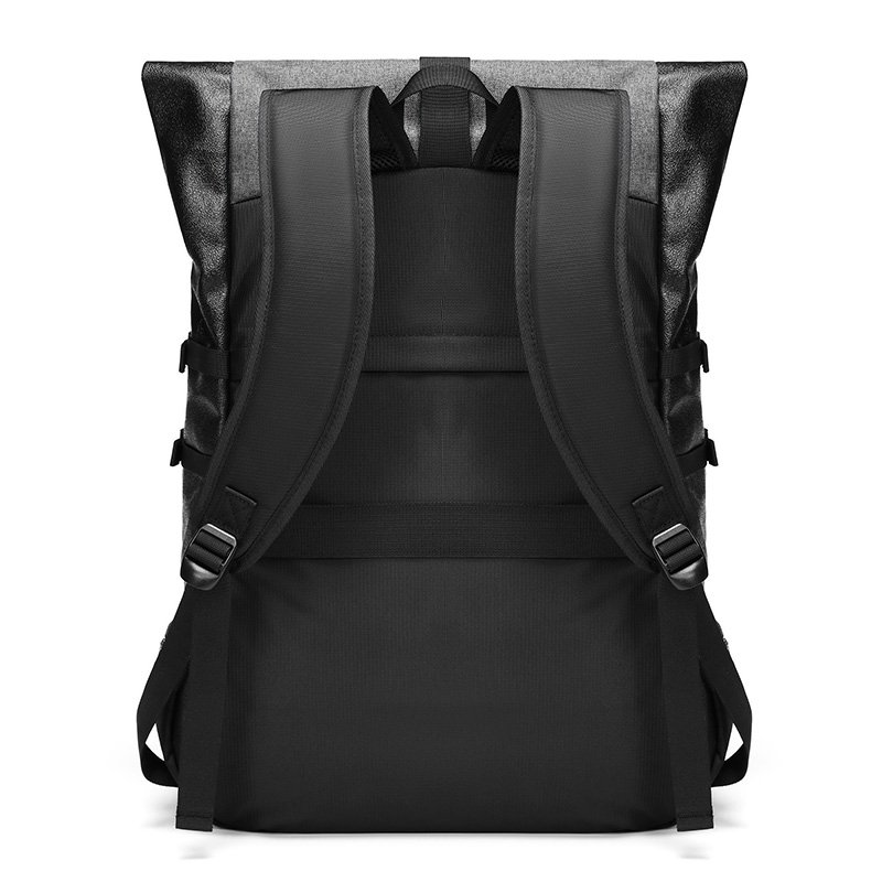 Custom Logo 35L Capacity Lightweight Oxford Casual Roll Top Laptop Backpack Waterproof Basketball Stash Rucksack for Men