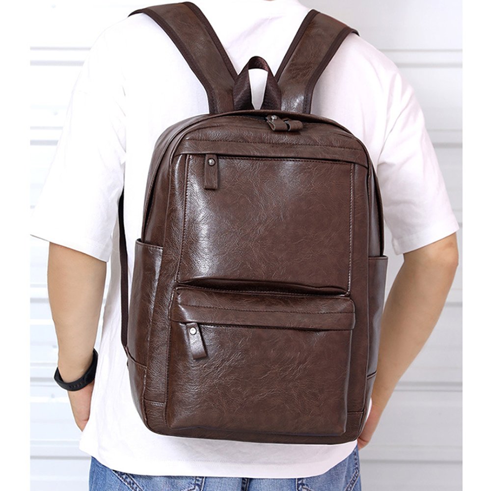 Fashion cover college bags backpack custom logo PU leather waterproof school backpack men laptop backpack