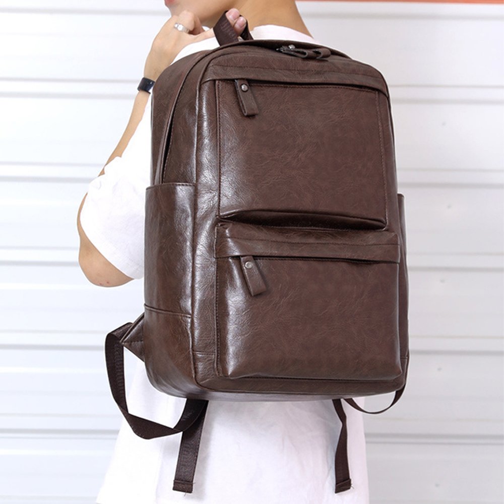 Fashion cover college bags backpack custom logo PU leather waterproof school backpack men laptop backpack