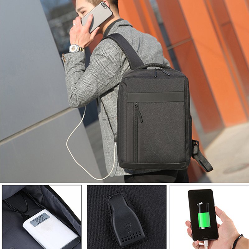 Waterproof Nylon 17inch Business Laptop Backpack with USB Charging Port