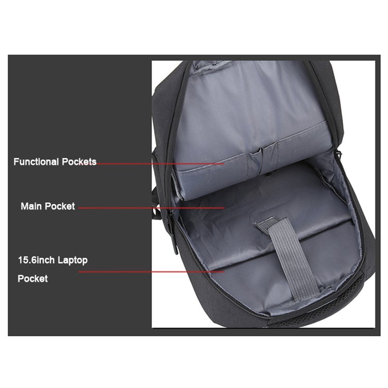 Waterproof Nylon 17inch Business Laptop Backpack with USB Charging Port
