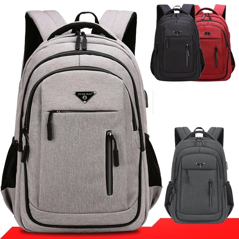Large Capacity Backpack Men Laptop Backpacks 15.6 Oxford Black Solid High School Bags Teen College Boy Gril Student Backpack