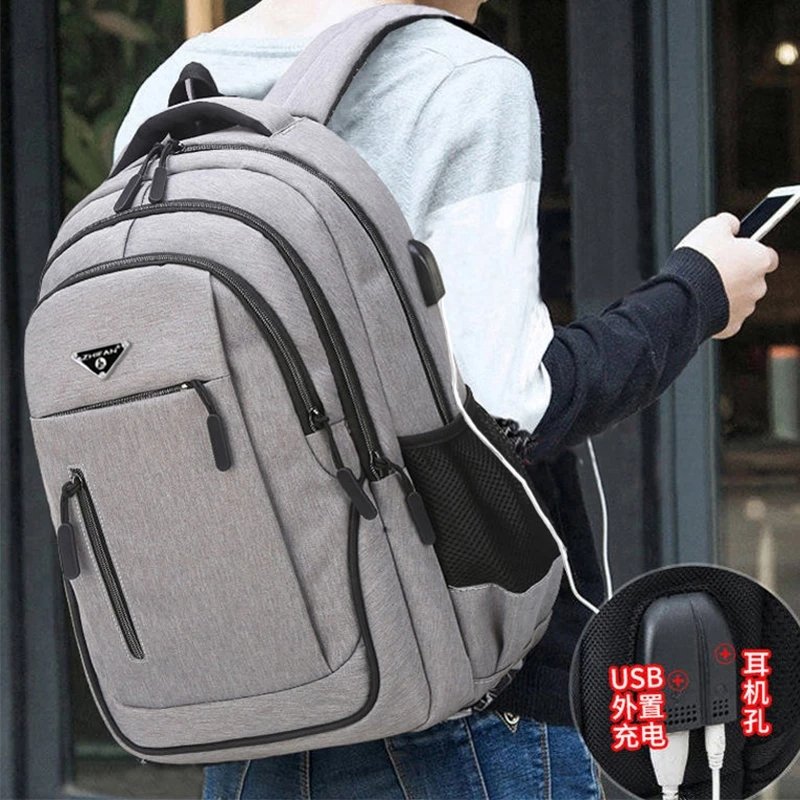 Large Capacity Backpack Men Laptop Backpacks 15.6 Oxford Black Solid High School Bags Teen College Boy Gril Student Backpack