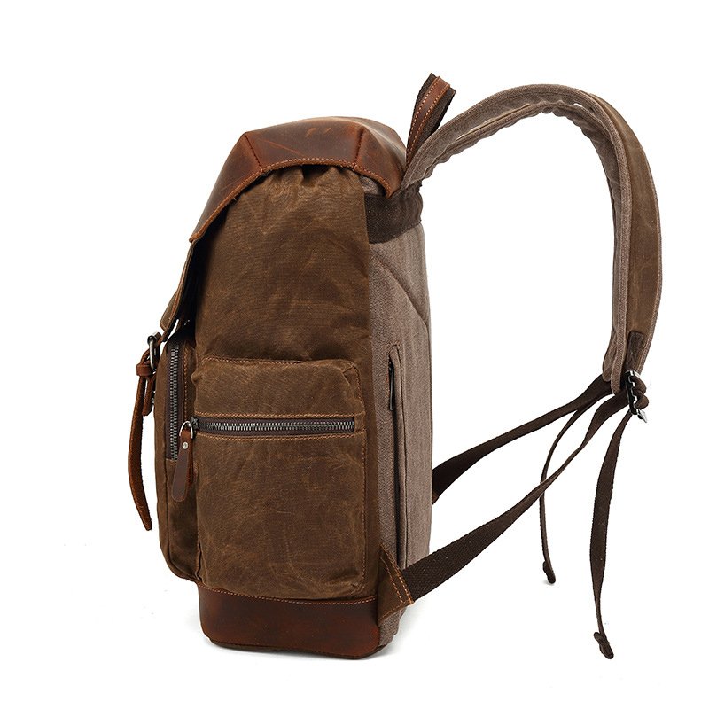 Wholesale Carry On Travel Waxed Canvas Backpack High Quality Outdoors Sports Waterproof Waxed Canvas Laptop Backpack