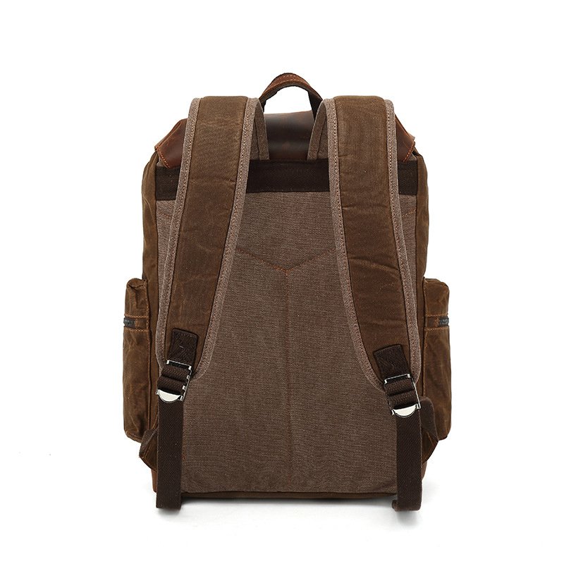 Wholesale Carry On Travel Waxed Canvas Backpack High Quality Outdoors Sports Waterproof Waxed Canvas Laptop Backpack