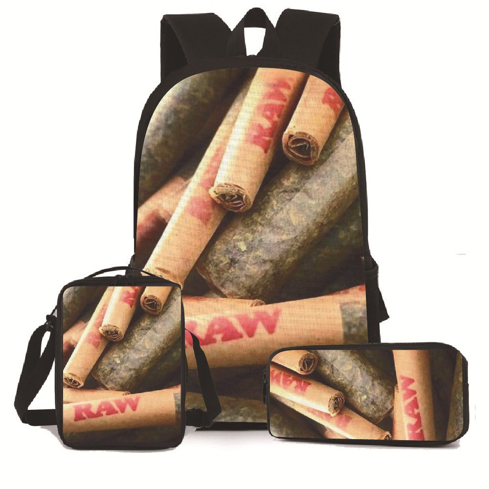 New Design Cookie RAW 3D Digital Printed Girls Travelling School Bag Ultralight Laptop Backpack 3 Piece Set With Custom Logo
