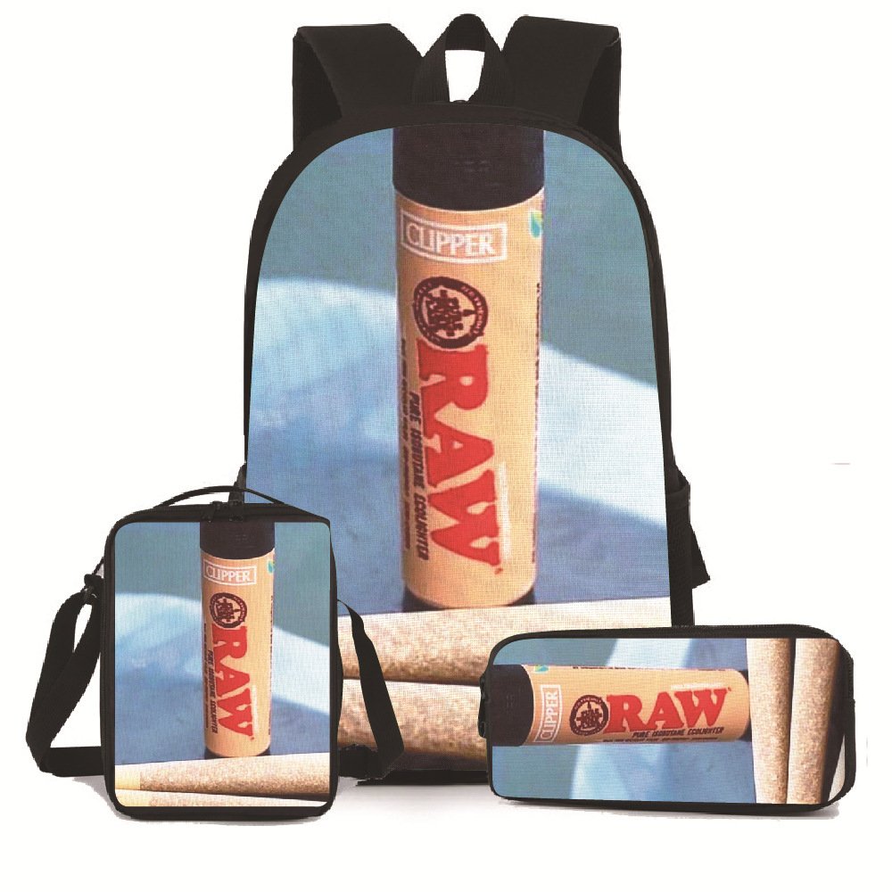 New Design Cookie RAW 3D Digital Printed Girls Travelling School Bag Ultralight Laptop Backpack 3 Piece Set With Custom Logo