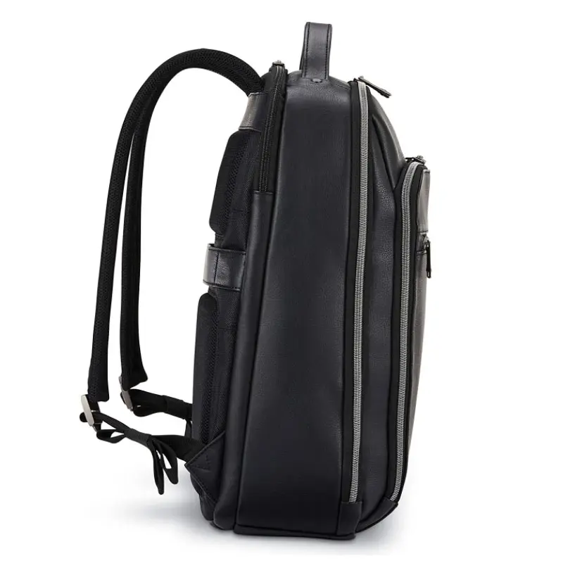 Custom Unisex Waterproof Luxury High End Multi-functional Outdoor Waterproof Backpack Black PU Leather Laptop Backpack