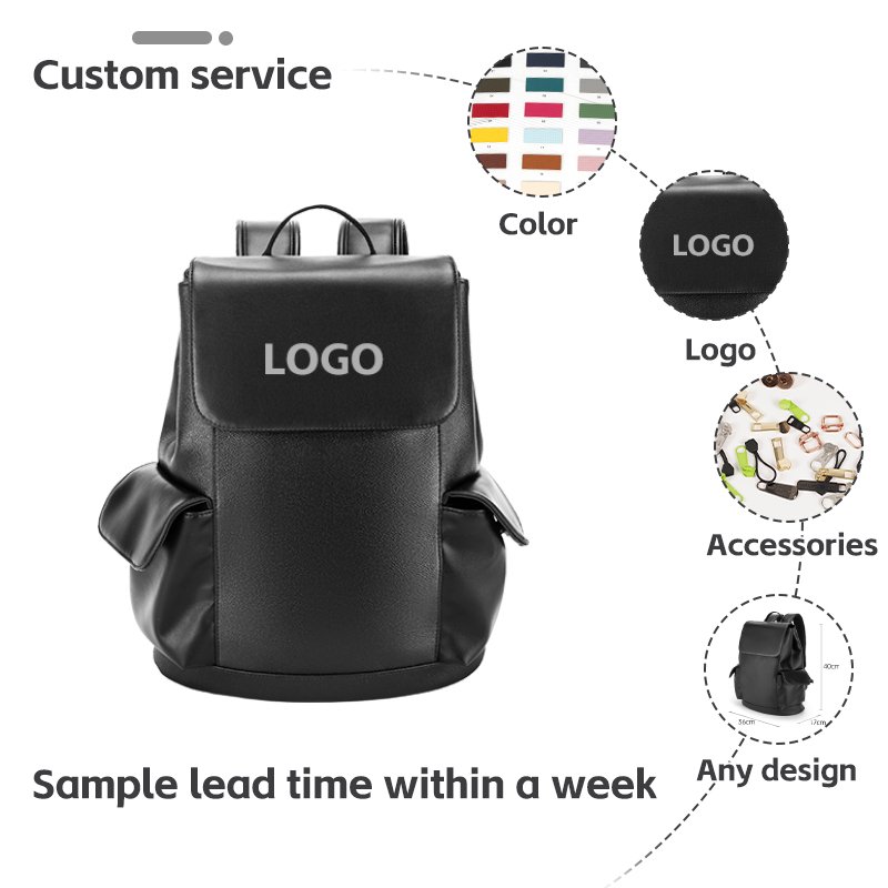 capacity portable bag logo custom men leather laptop backpack custom college teenager school backpack