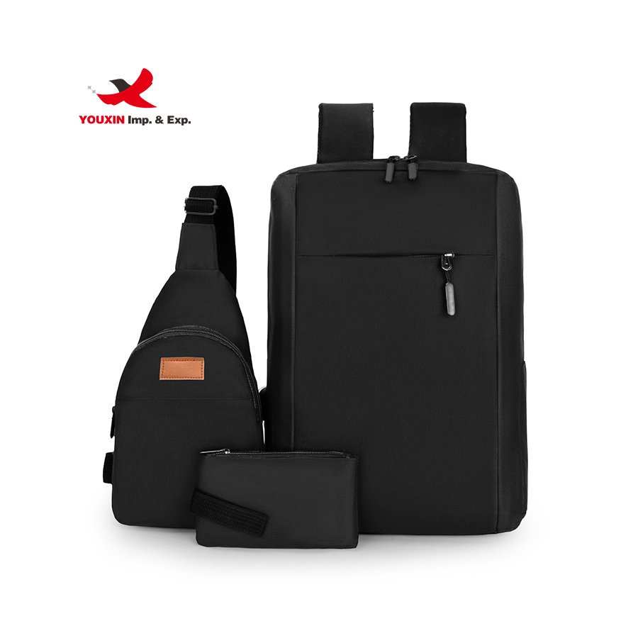 New Arrival Business Computer Backpack Solid Color USB Charging Port Three-piece Laptop Backpack Set