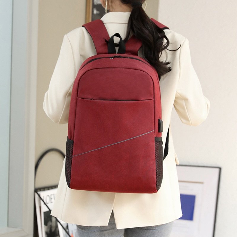 Large Capacity Stylish Men's USB Charging Laptop Backpack Business Three-Piece Waterproof Oxford Material Shoulder Bag