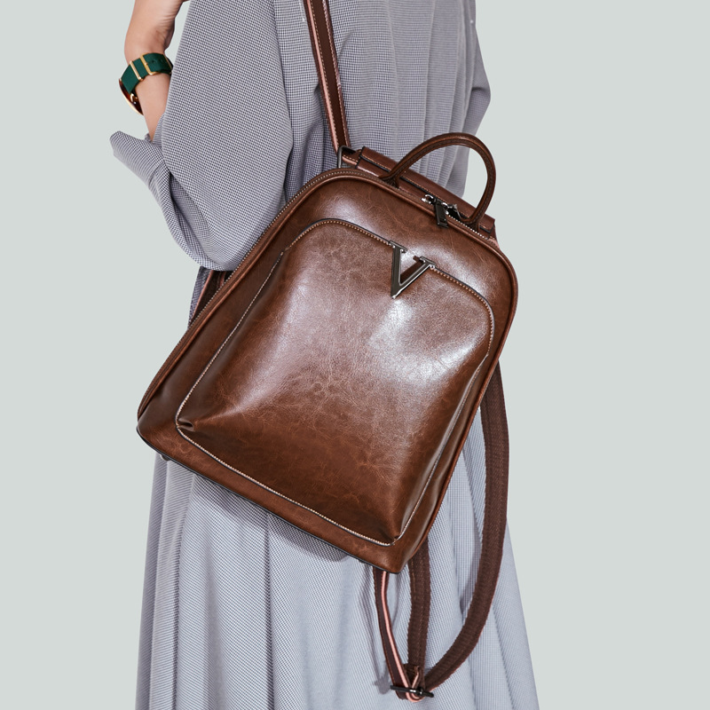 Vintage Genuine Leather Laptop Backpack for Men Women