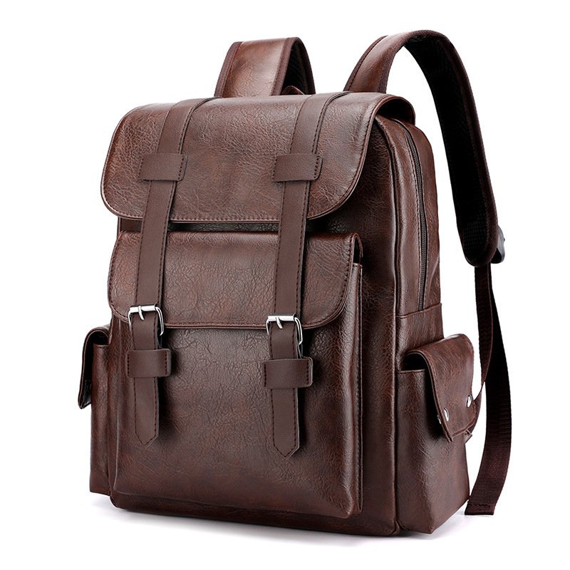 Wholesale Leather Backpacks Waterproof Travel Mini Student School Bag Multifunctional Men Brown Leather Backpack for College PU