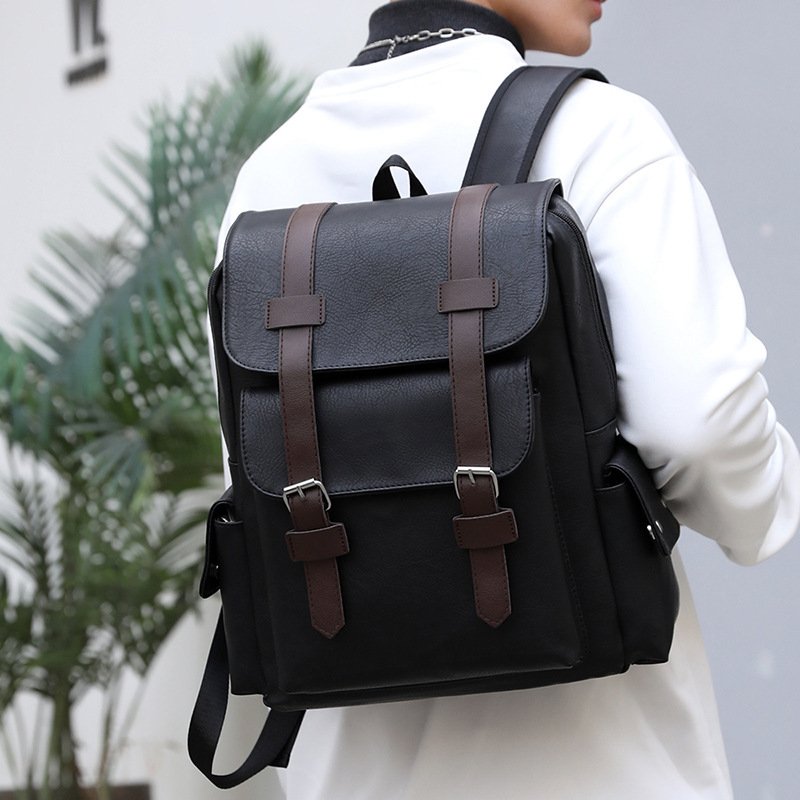 Wholesale Leather Backpacks Waterproof Travel Mini Student School Bag Multifunctional Men Brown Leather Backpack for College PU