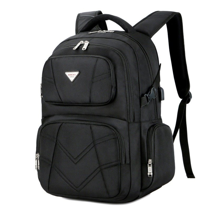 Men's Unisex Waterproof Laptop Backpack with USB Zipper Closure Anti-Theft Features Polyester Lining for Travel Student Use