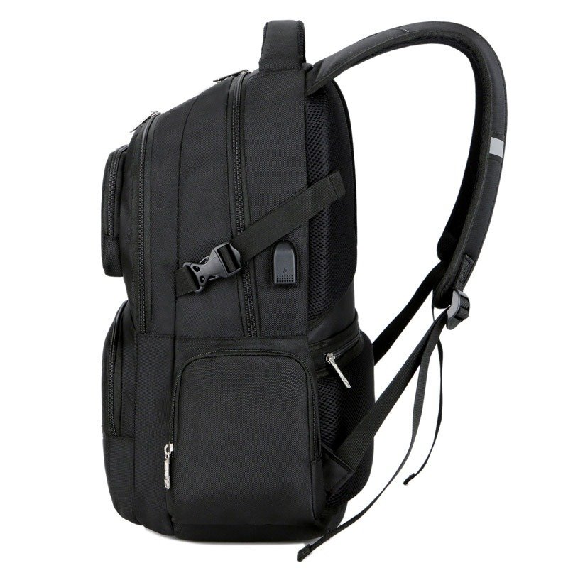 Men's Unisex Waterproof Laptop Backpack with USB Zipper Closure Anti-Theft Features Polyester Lining for Travel Student Use