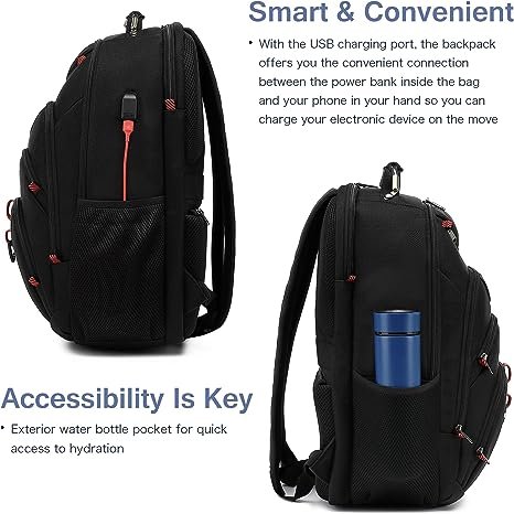 Laptop Backpack for Men, College Bookbag Backpack for Men,Black,15.6-Inch