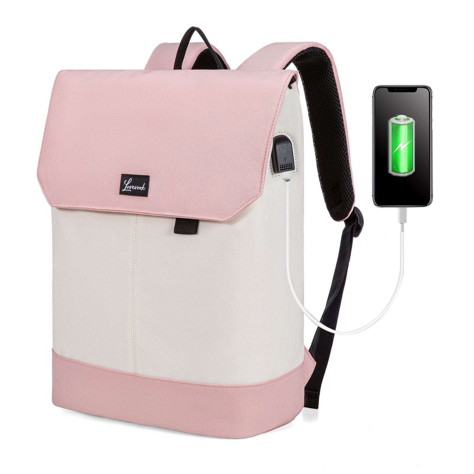 LOVEVOOK large waterproof rucksack 15.6 in roll bag trips university school office travel women daypack laptop bag backpacks