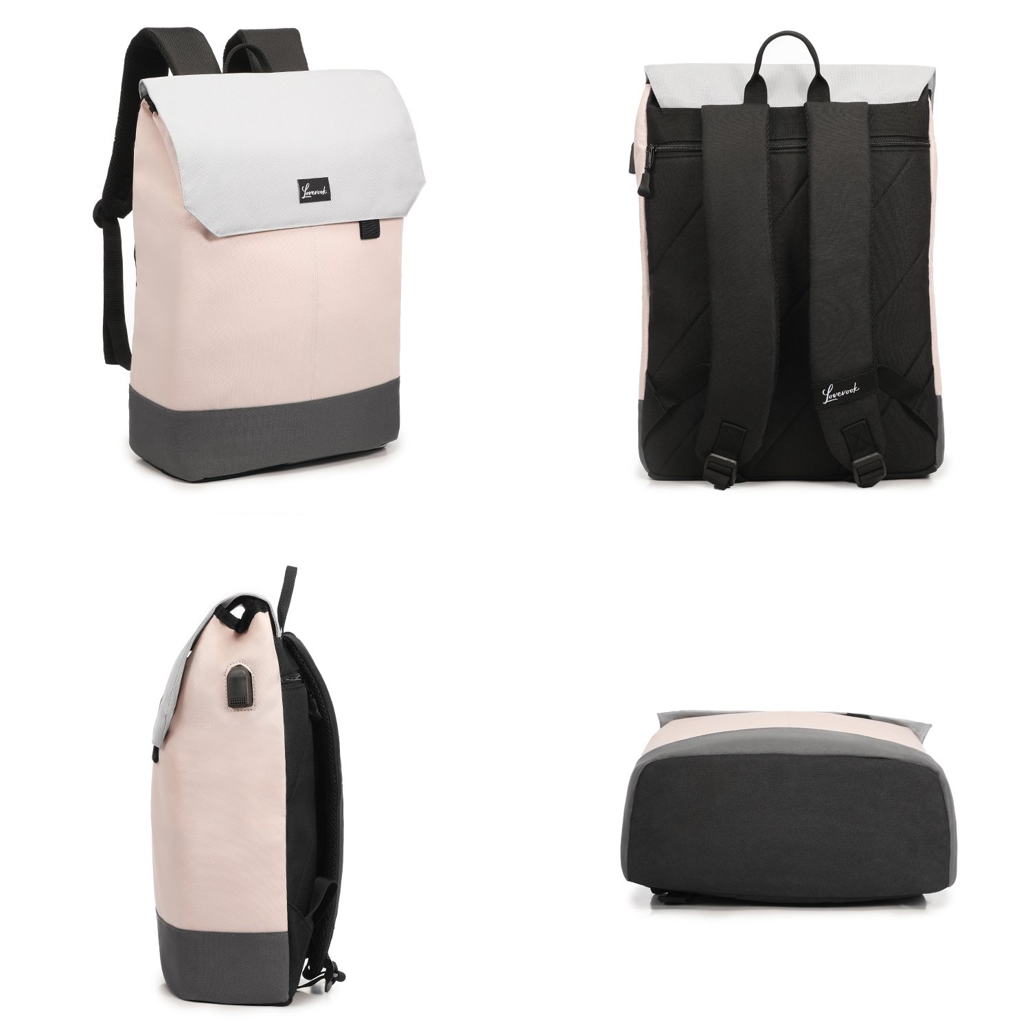 LOVEVOOK large waterproof rucksack 15.6 in roll bag trips university school office travel women daypack laptop bag backpacks