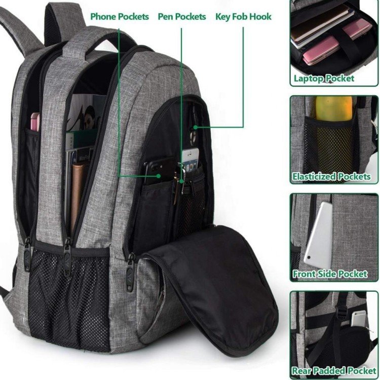 Business Smart Backpack Waterproof Laptop Backpack with USB Charging Port for Travel Office