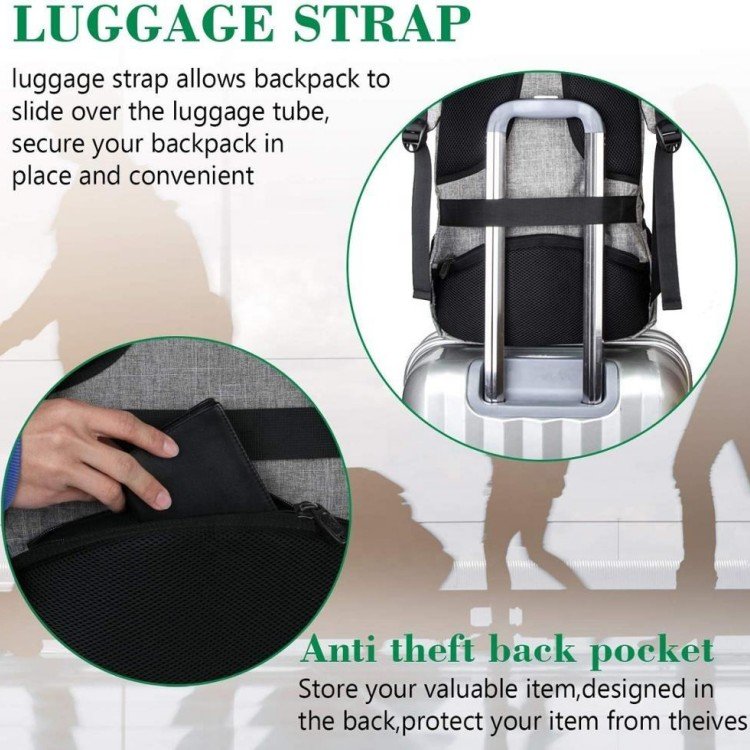 Business Smart Backpack Waterproof Laptop Backpack with USB Charging Port for Travel Office